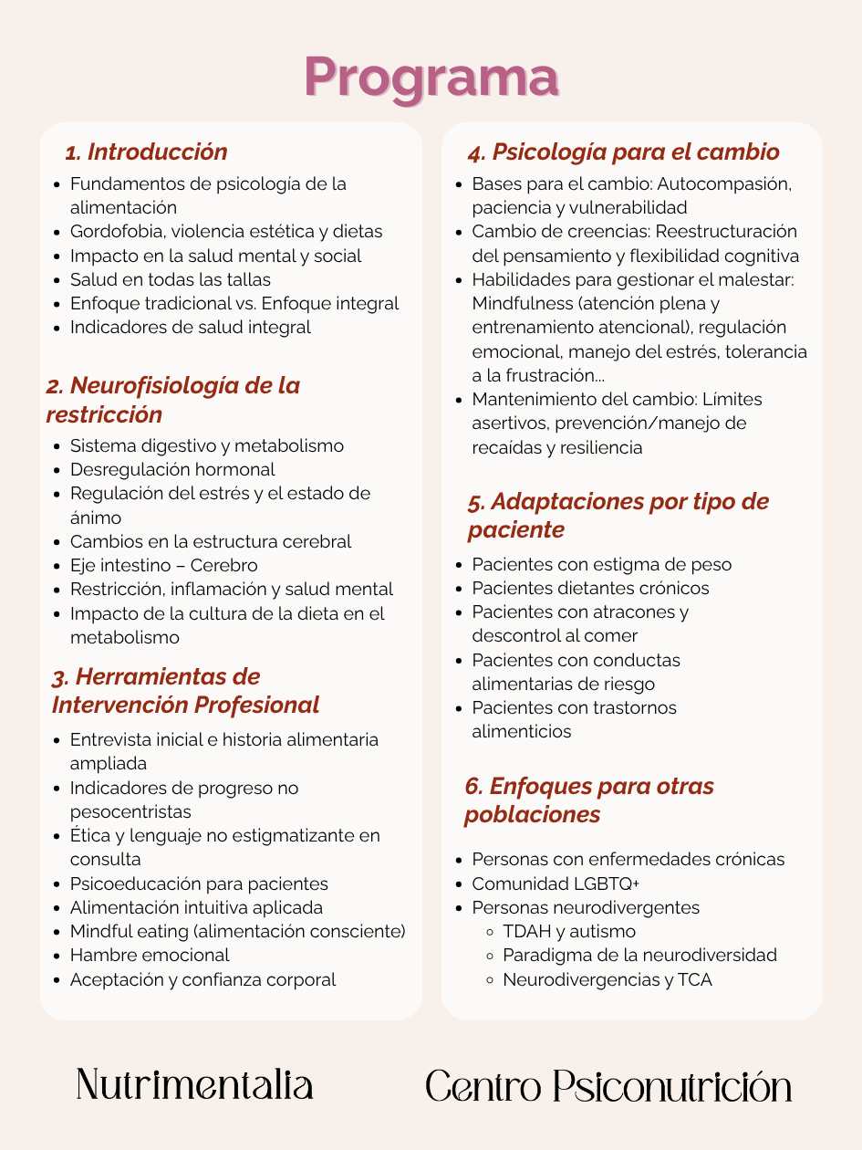 Programa de formación profesional: Psicología de la Alimentación y Psiconutrición 2026 - Imagen 3